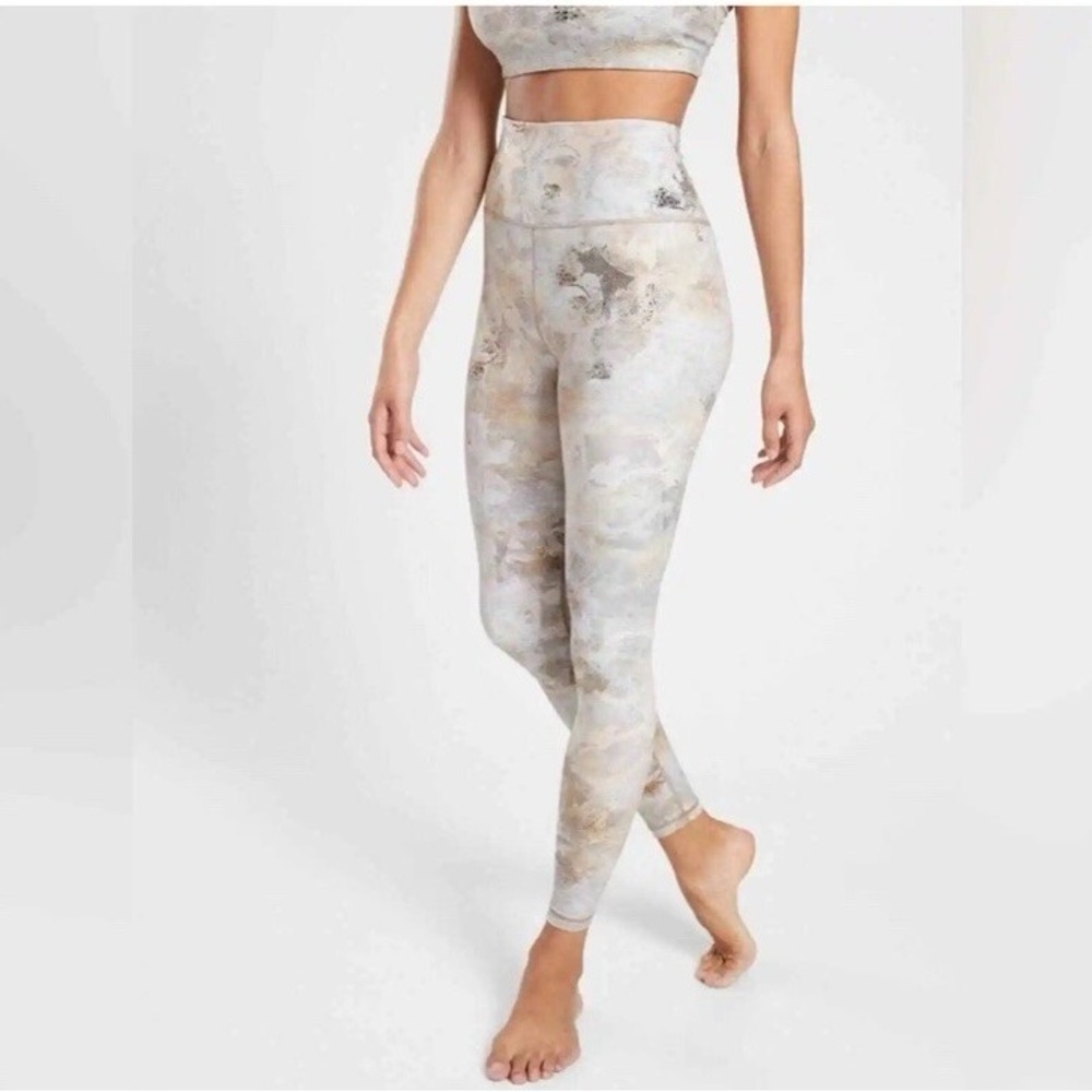 Athleta Elation Gilded Metallic Marble Leggings Medium 25” Ultra High Rise - Picture 11 of 13